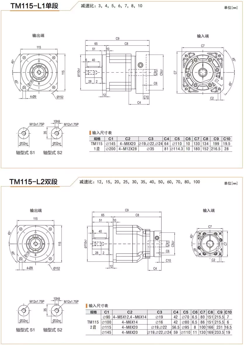 TM115 Series High Precision Planetary Gearbox Helical Gear Reducer