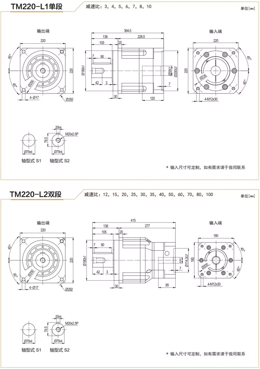 TM220 Series High Precision Planetary Gearbox Helical Gear Reducer
