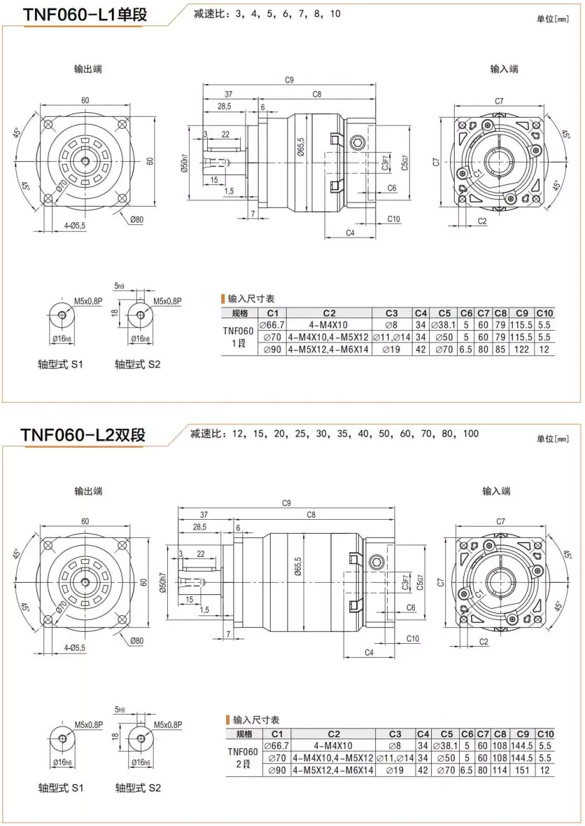 TNF060 Series High Precision Planetary Gearbox Helical Gear Reducer