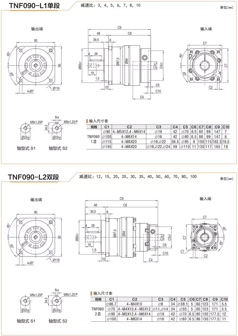 TNF090 Series High Precision Planetary Gearbox Helical Gear Reducer
