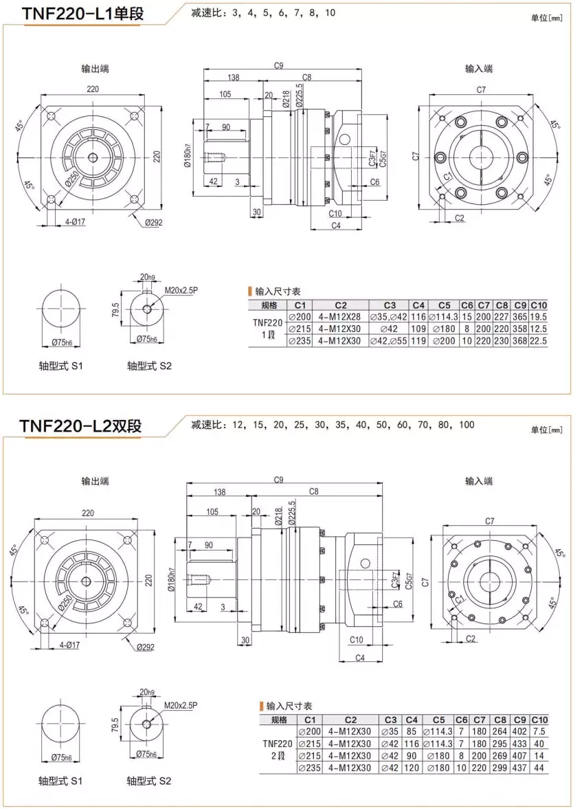 TNF220 Series High Precision Planetary Gearbox Helical Gear Reducer