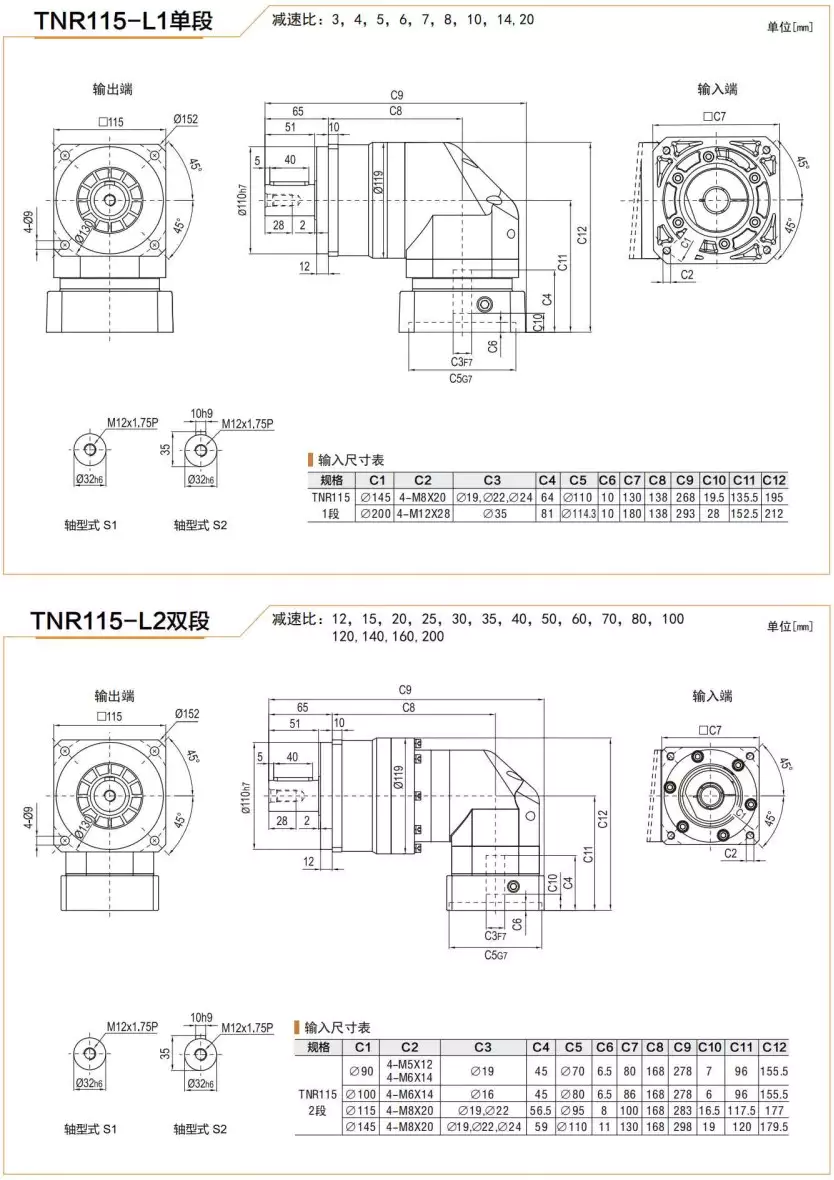 TNR115 Series High Precision Planetary Gearbox Helical Gear Reducer