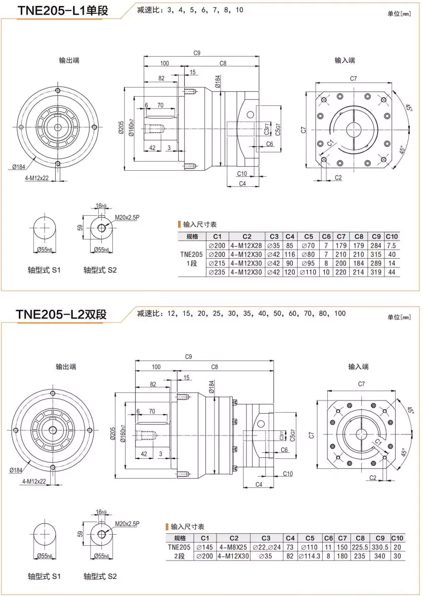 TNE205 Series High Precision Planetary Gearbox Helical Gear Reducer