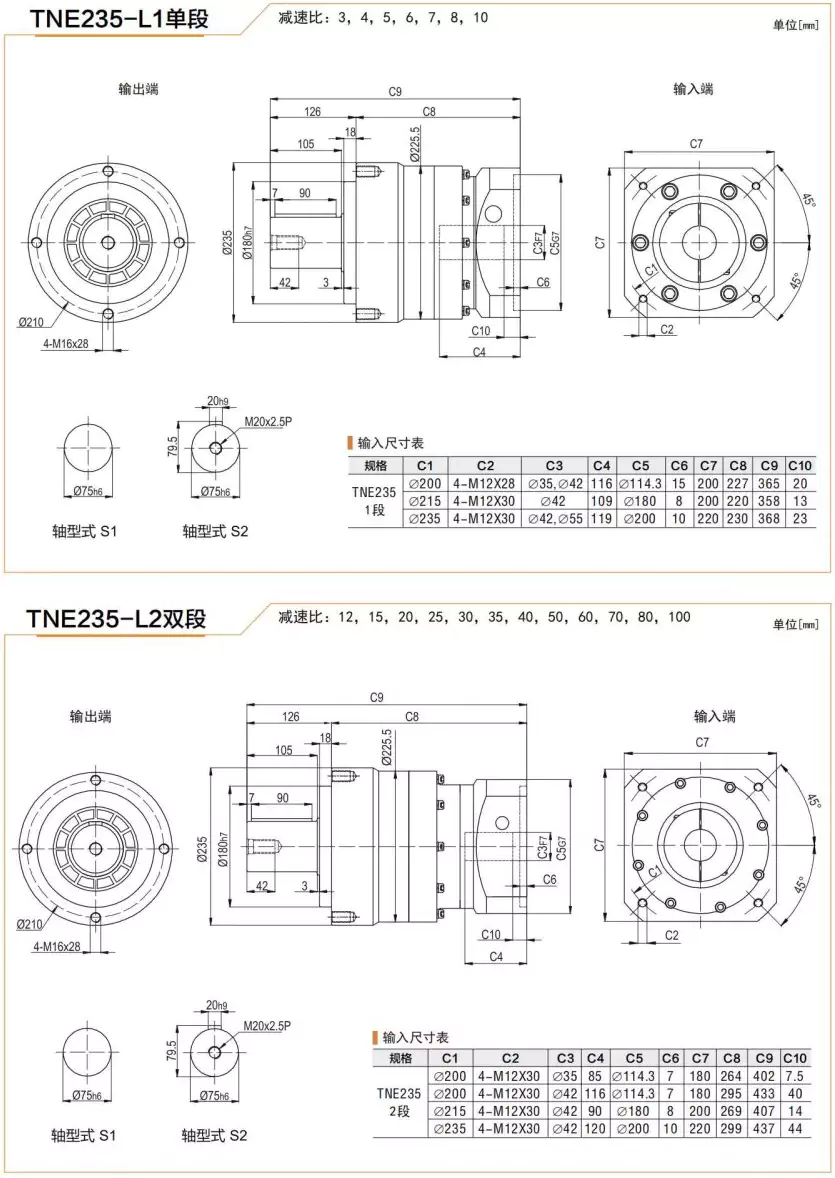 TNE235 Series High Precision Planetary Gearbox Helical Gear Reducer