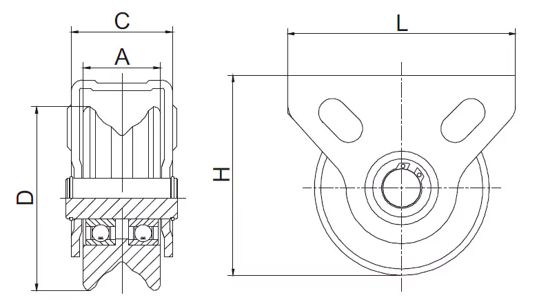 Sliding Gate Wheel With Exterior Bracket ( Double Bearings)