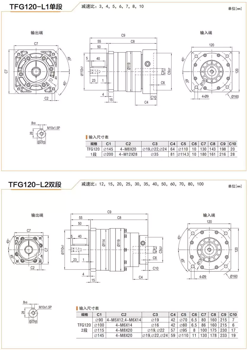 TFG120 Series High Precision Planetary Gearbox Helical Gear Reducer
