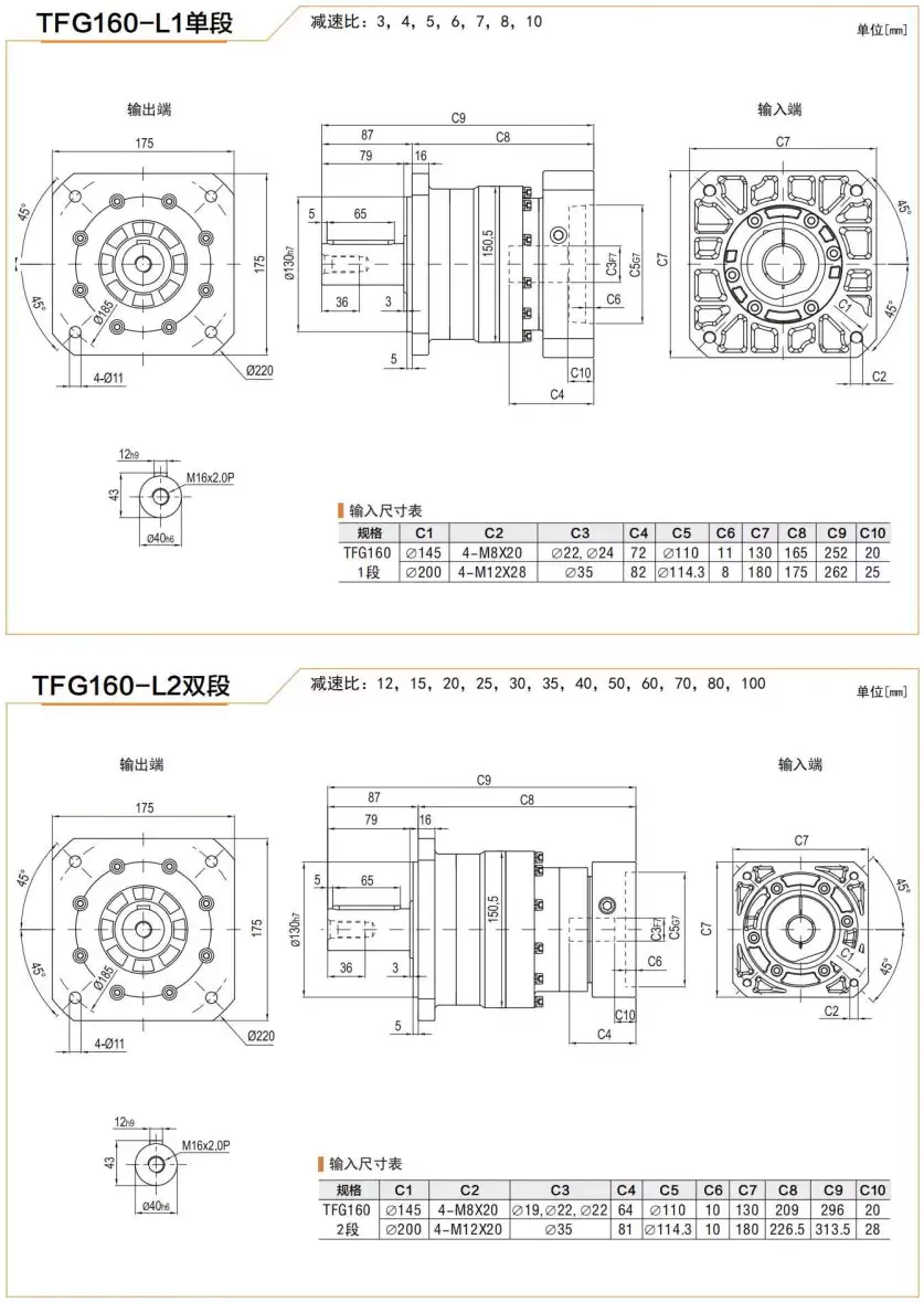TFG160 Series High Precision Planetary Gearbox Helical Gear Reducer