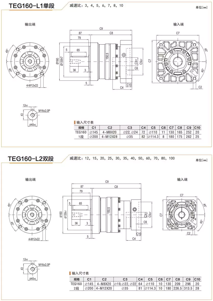 TEG160 Series High Precision Planetary Gearbox Helical Gear Reducer