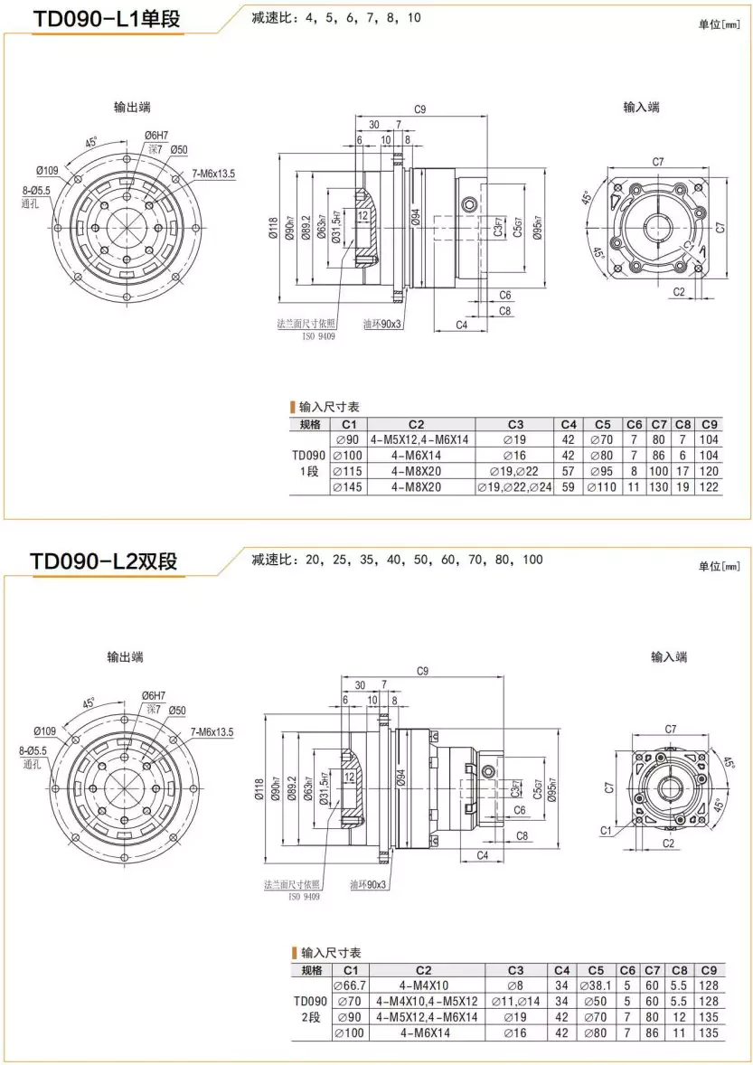 TD090 Series High Precision Planetary Gearbox Helical Gear Reducer