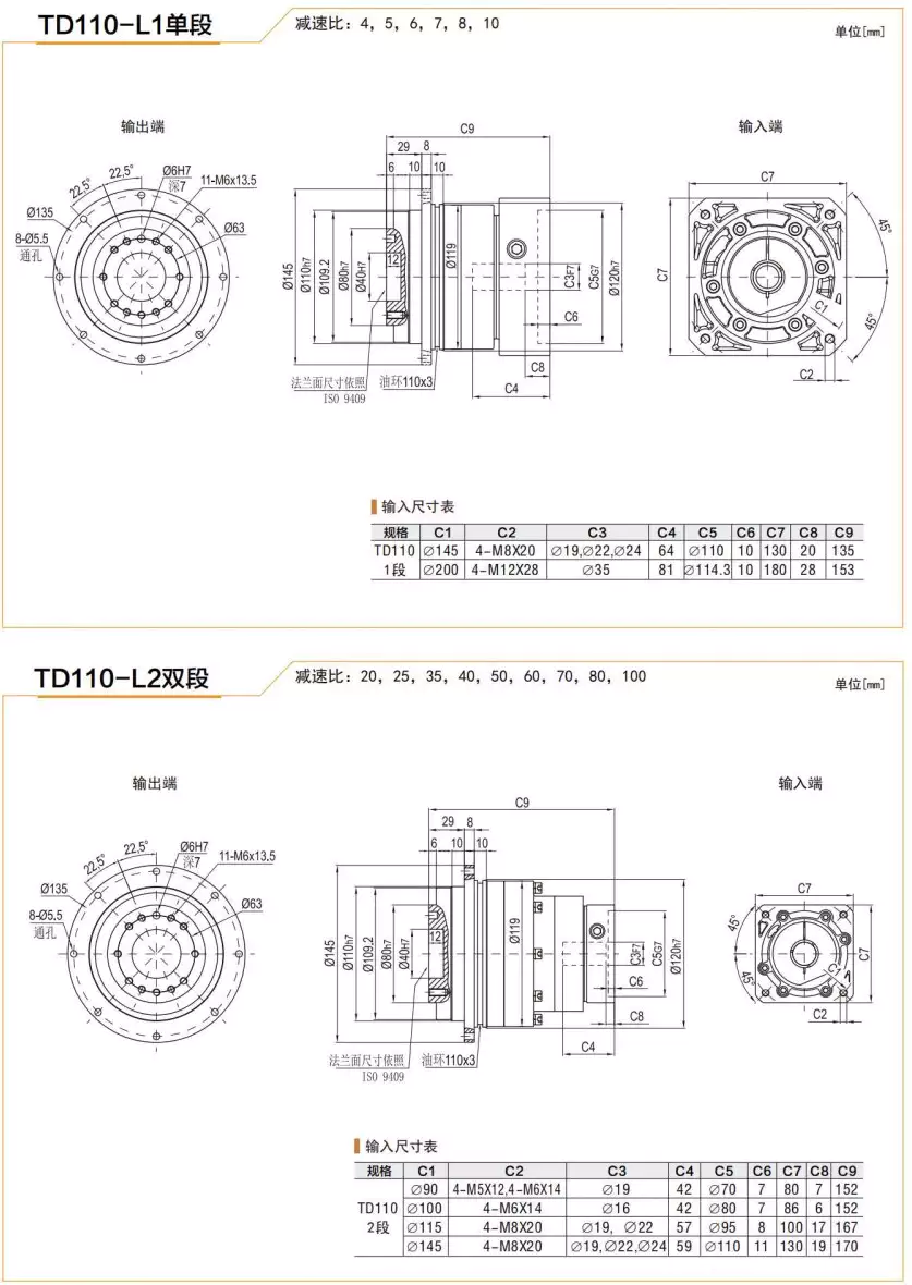 TD110 Series High Precision Planetary Gearbox Helical Gear Reducer