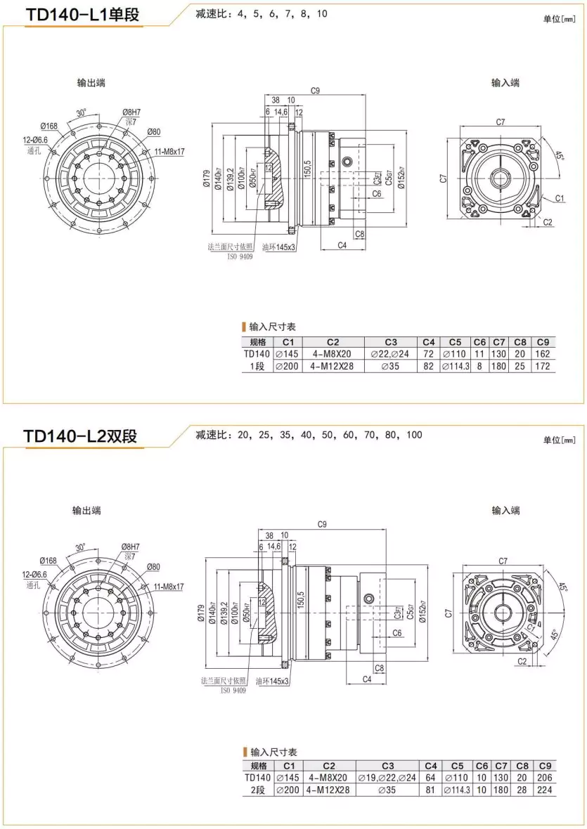 TD140 Series High Precision Planetary Gearbox Helical Gear Reducer
