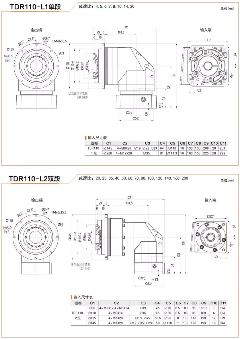 TDR110 Series High Precision Planetary Gearbox Helical Gear Reducer