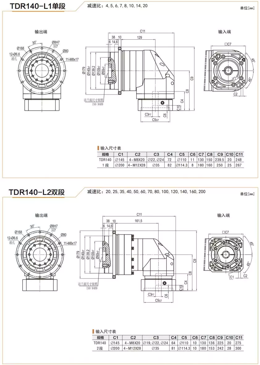 TDR140 Series High Precision Planetary Gearbox Helical Gear Reducer
