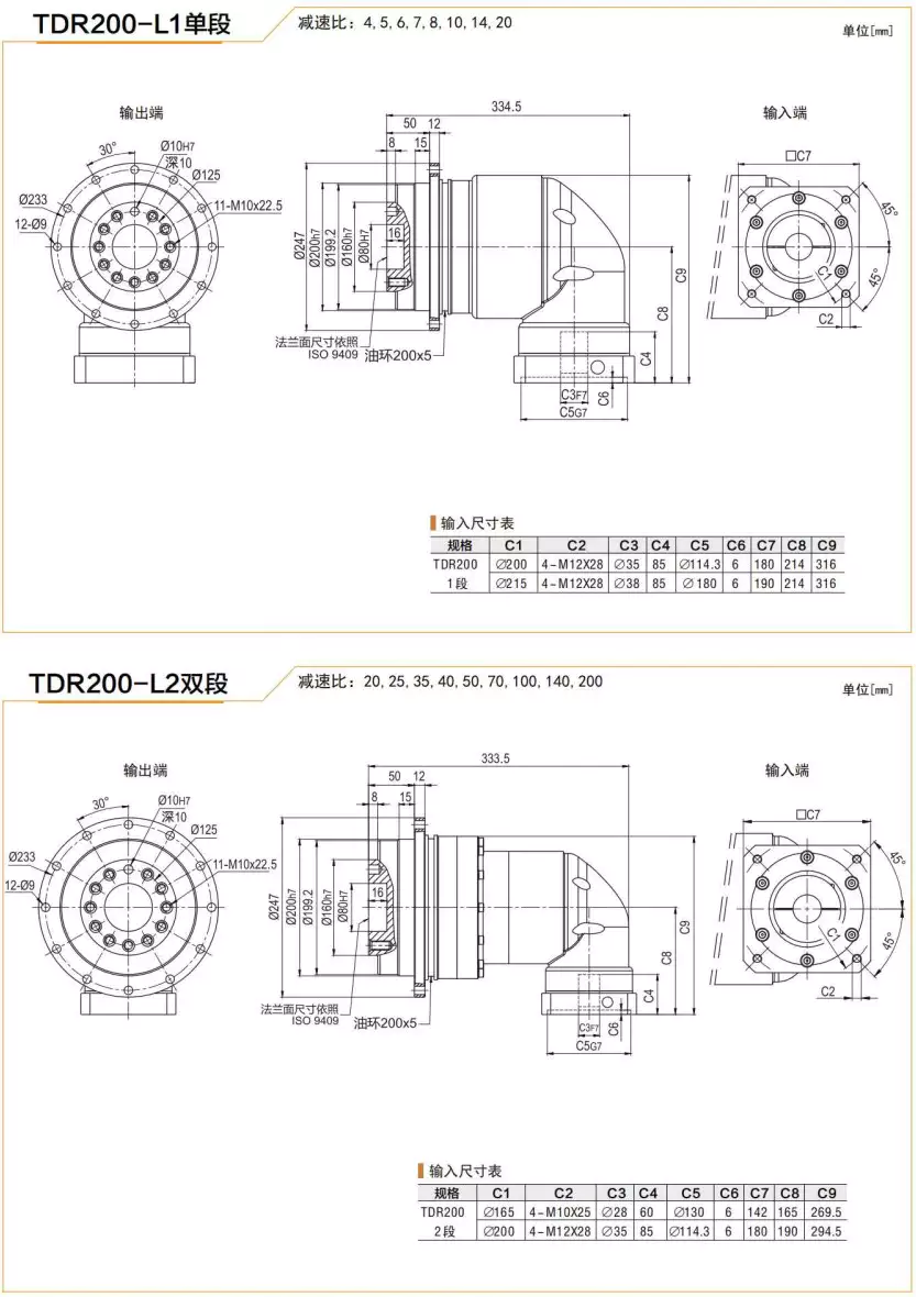TDR200 Series High Precision Planetary Gearbox Helical Gear Reducer