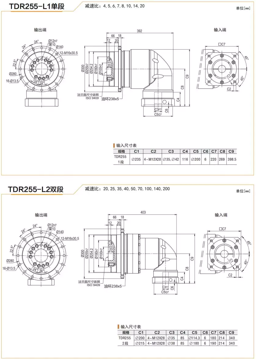 TDR255 Series High Precision Planetary Gearbox Helical Gear Reducer