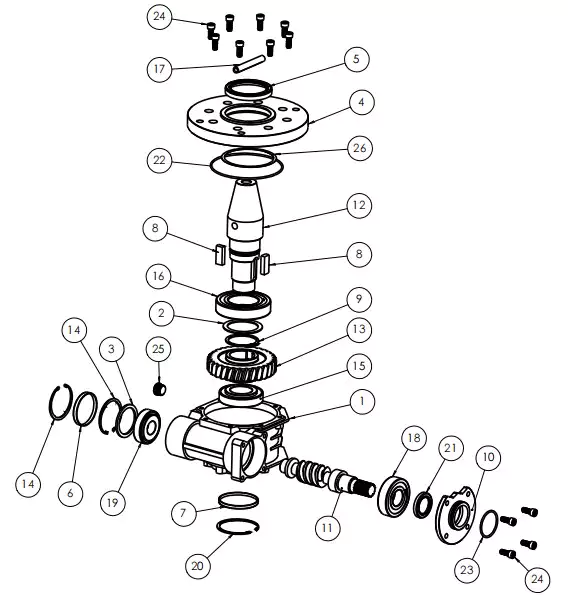 Concrete Mixing Gearbox Reducer For Cement Mixer With Bullet Head Shape Output