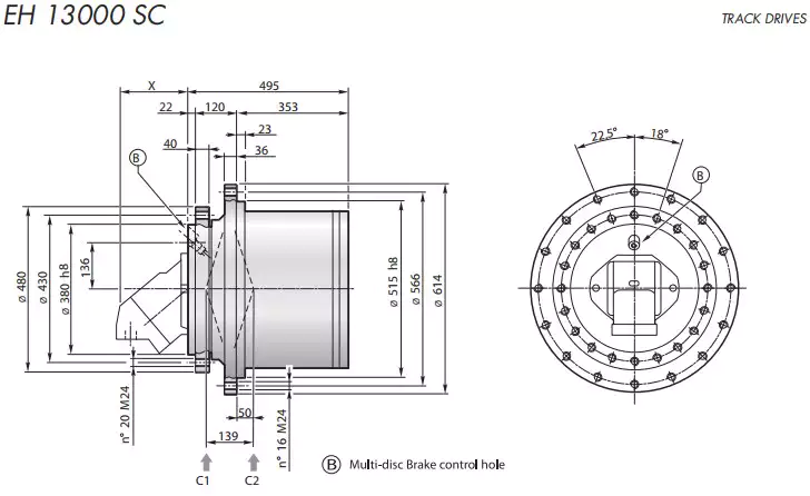 Replacement Dinamic Oil EH 13000 SC Track Drive Planetary Gearbox Reducer