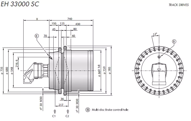 Replacement Dinamic Oil EH 33000 SC Track Drive Planetary Gearbox Reducer