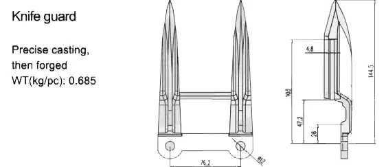 Agricultural Spare Parts Forging Knife finger for Harvester Spare Parts
