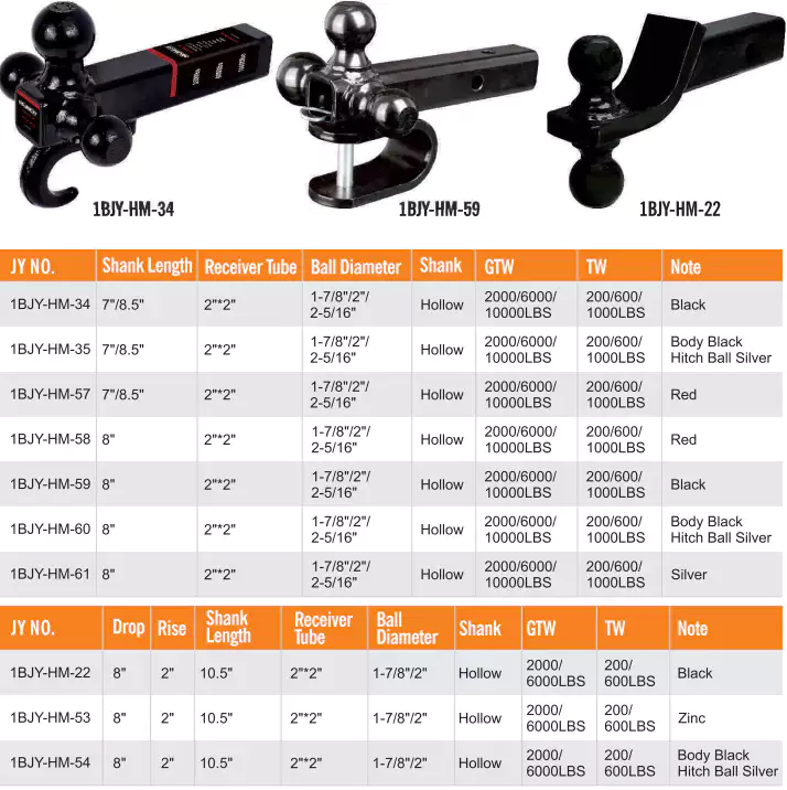 1BJY-HM-35 High Quality Multi Ball Mount with Hook for towing 5000 7500 10000lbs GTW Solid Shank