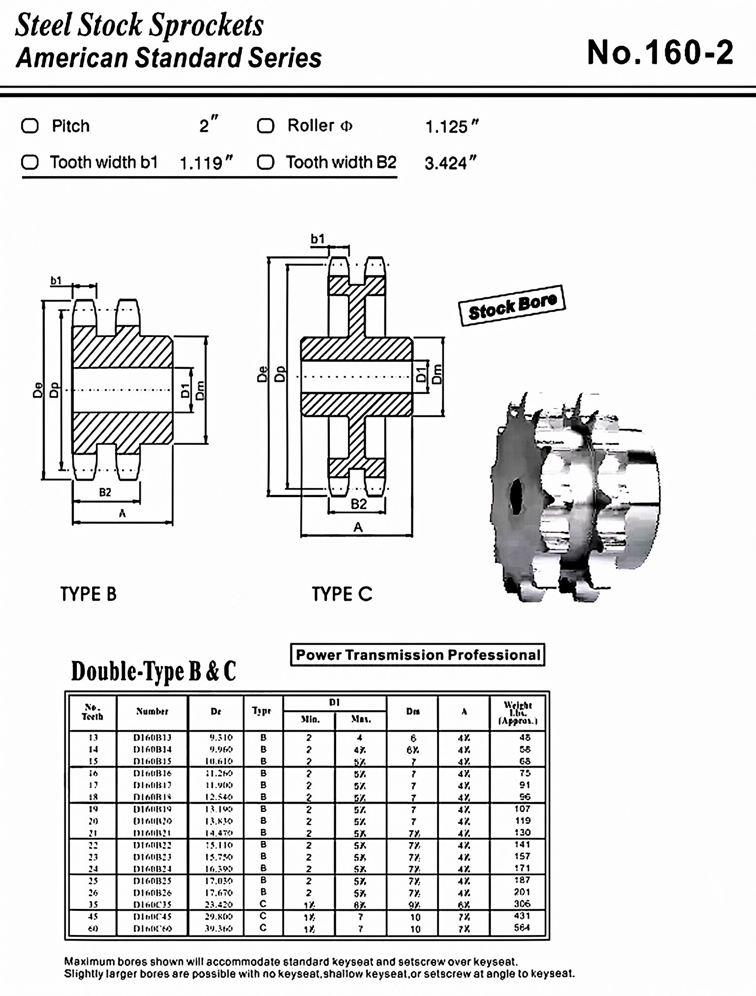 No.160-2 Standard Bore Sprocket