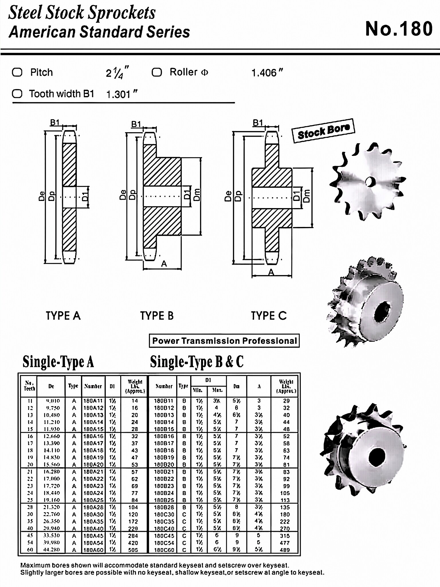 No.180 Standard Bore Sprocket
