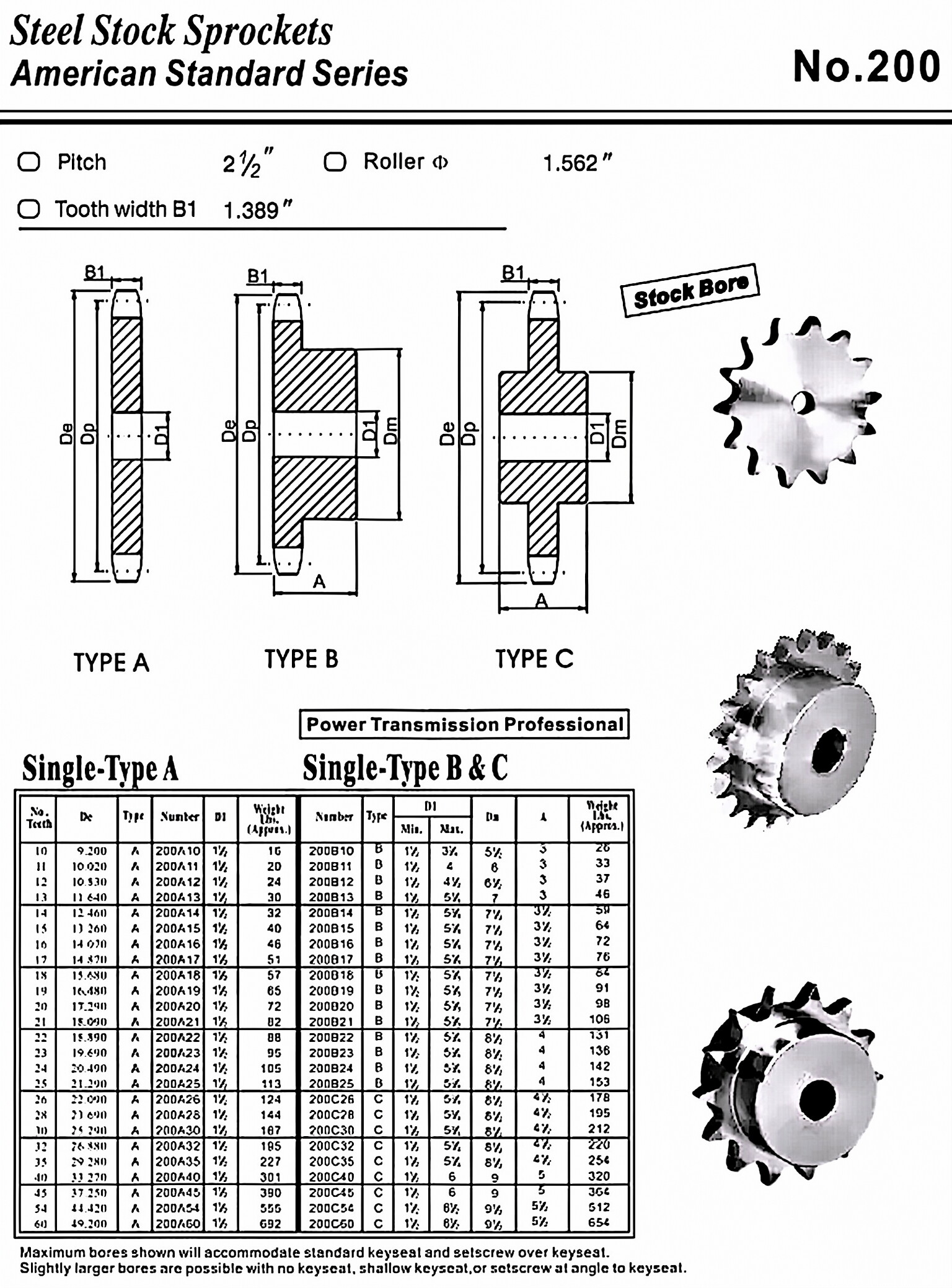 No.200 Standard Bore Sprocket