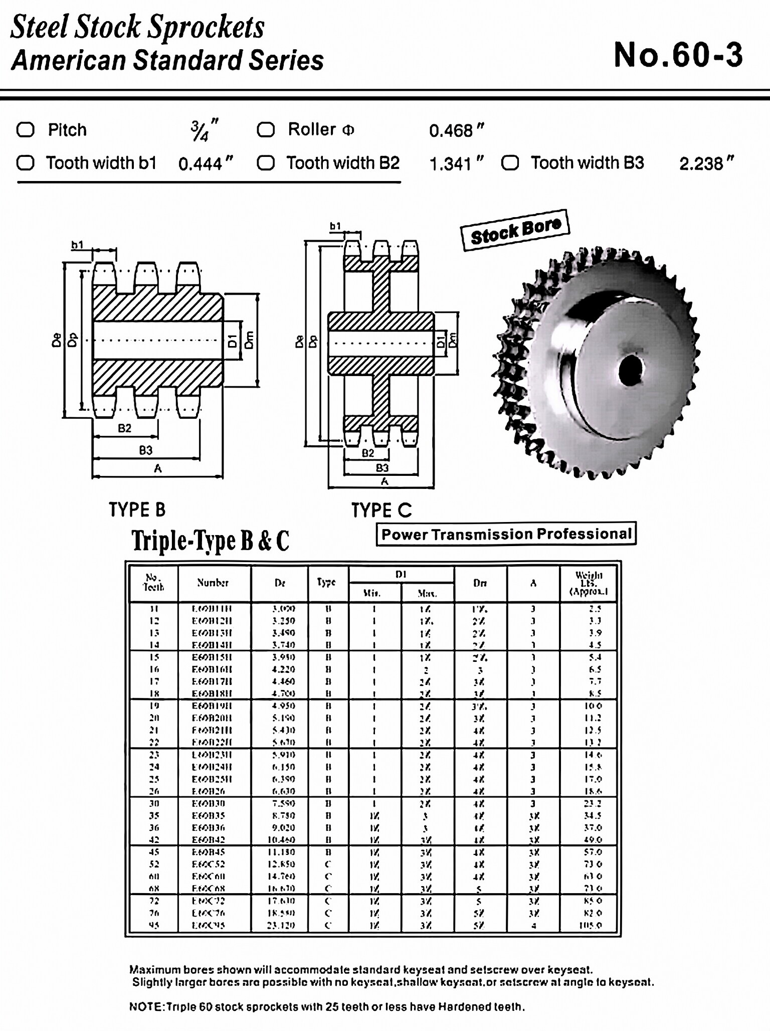 No.60-3 Standard Bore Sprocket