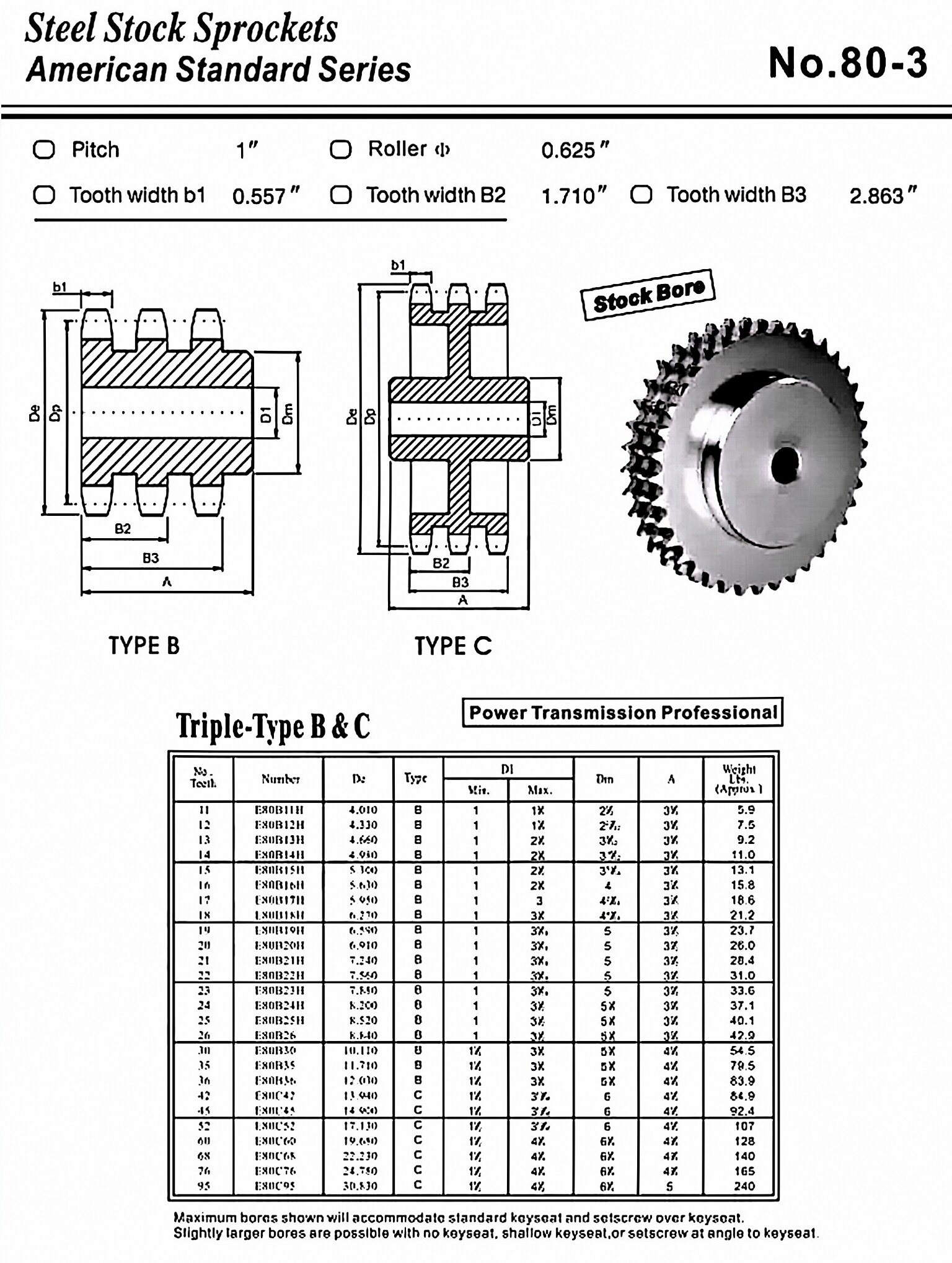 No.80-3 Standard Bore Sprocket