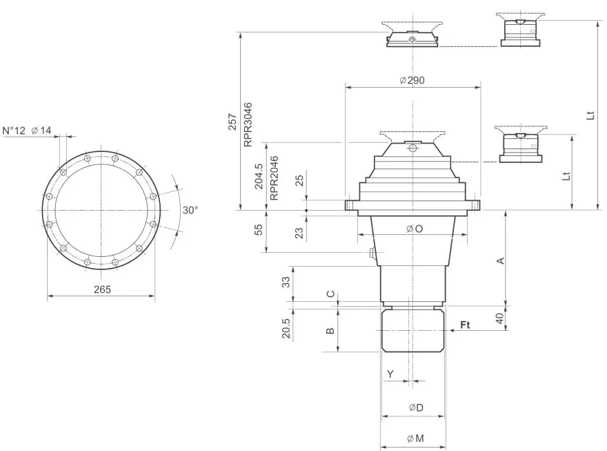 RPR046DC Slewing Drive Planetary Gearbox Replace Replacement of Brevini Riduttori