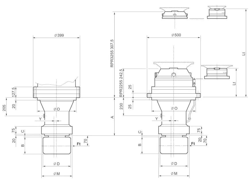 RPR255DC Slewing Drive Planetary Gearbox Replace Replacement of Brevini Riduttori