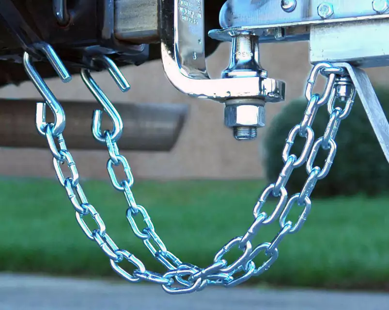 1BJY-SC-23 3 16 Inch x 27 Inch Trailer Boat Gooseneck Safety Chain with Spring Clips Grade 30 with S Hook