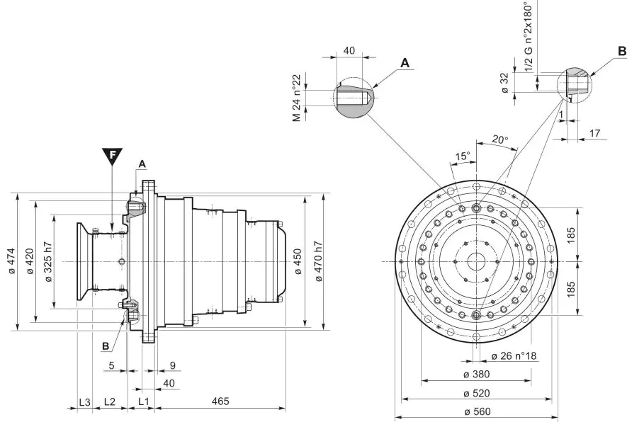 SLW4003 Winch Drive Planetary Gearbox Replace Replacement of Brevini Riduttori