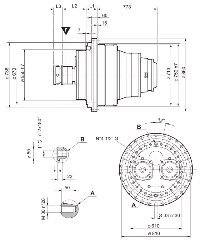 SMW18004 Winch Drive Planetary Gearbox Replace Replacement of Brevini Riduttori