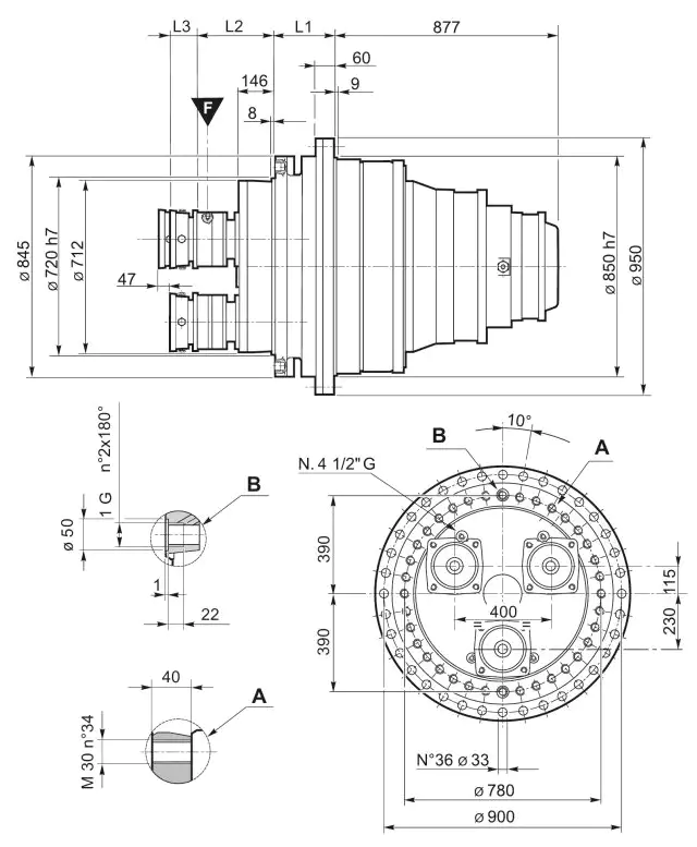 SMW25004 Winch Drive Planetary Gearbox Replace Replacement of Brevini Riduttori