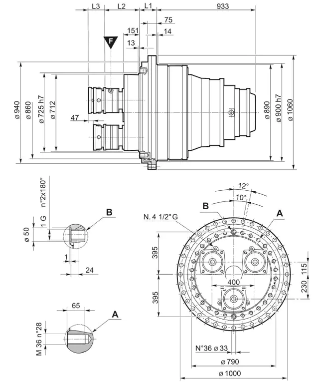 SMW35004 Winch Drive Planetary Gearbox Replace Replacement of Brevini Riduttori