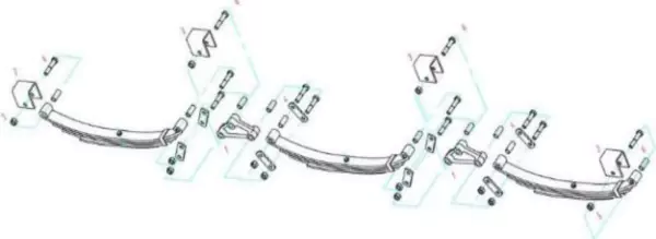 Trailer Suspension Kits - Front Back Spring Hangers/Shackle Link/UNF Shackle Bolts/Nylon Lock Nut