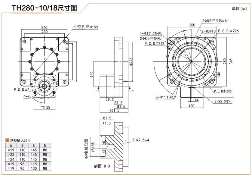 TH280 Hollow Rotary Actuator Rotating Platform Table With High Precision Planetary Gearbox