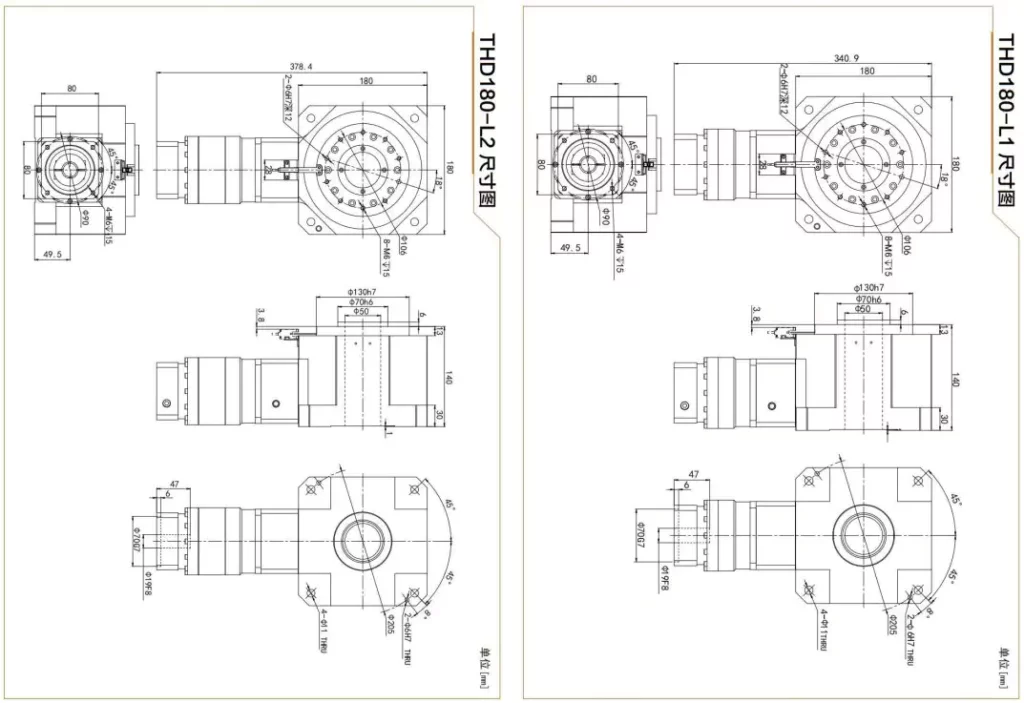 THD180 Heavy Duty Hollow Rotary Actuator Rotating Platform Table With High Precision Planetary Gearbox