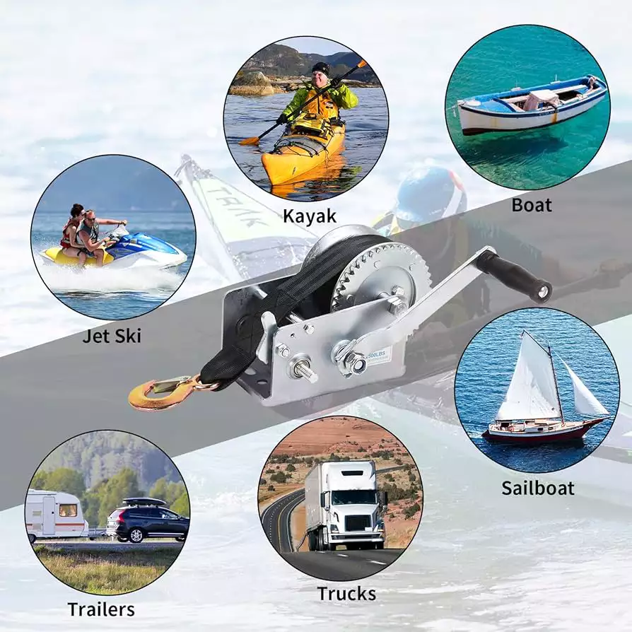 1BJY-HW-09 2500lbs Hand Winch, without belt, for Boat Trailer Towing Winch