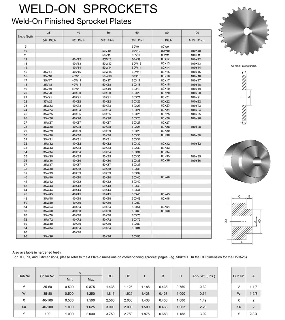 35V21 Weld-on Sprocket with Hub