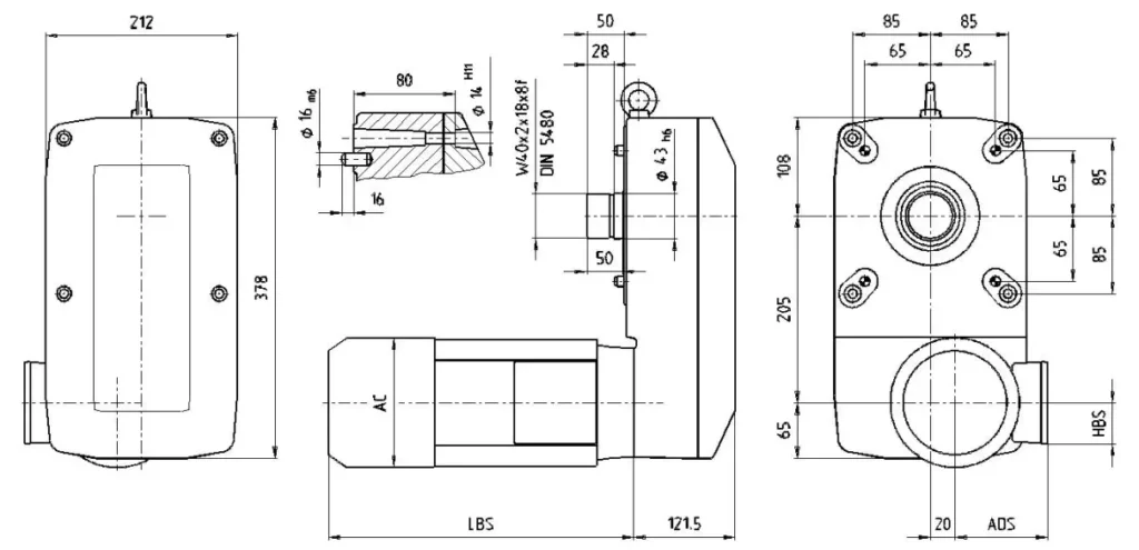 GH3201 Crane Gearbox Reducer for wire rope lifting drive with Double Speed Motor