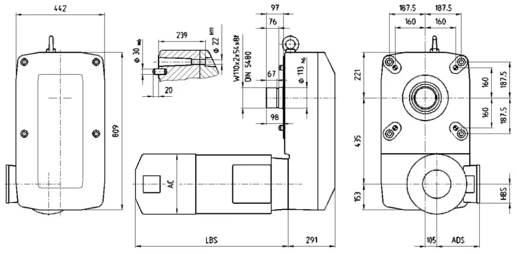 GH40000 Crane Gearbox Reducer for wire rope lifting drive with Variable frequency motor