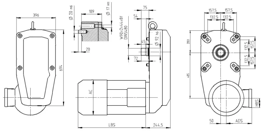 GHX250 Crane Gearbox Reducer for wire rope lifting drive with Double Speed Motor