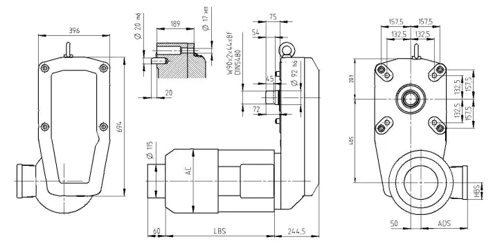 GHX250 Crane Gearbox Reducer for wire rope lifting drive with Variable frequency motor