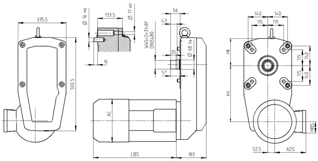 GHX125 Crane Gearbox Reducer for wire rope lifting drive with Double Speed Motor