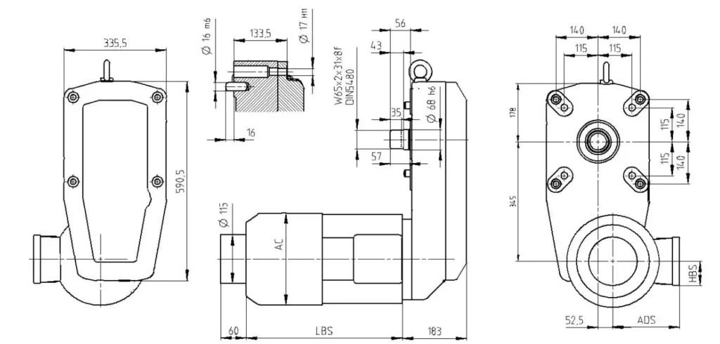 GHX125 Crane Gearbox Reducer for wire rope lifting drive with Variable frequency motor