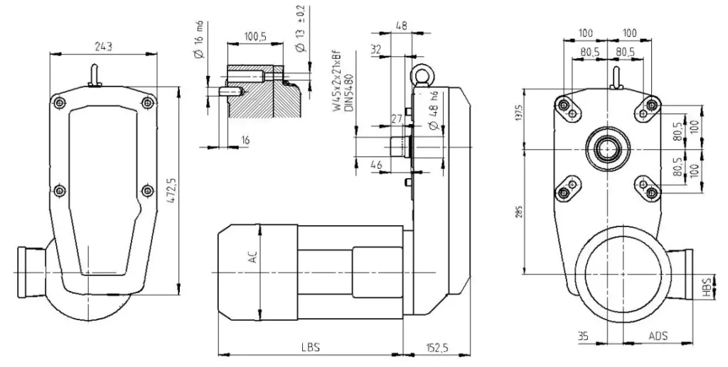 GHX63 Crane Gearbox Reducer for wire rope lifting drive with Double Speed Motor