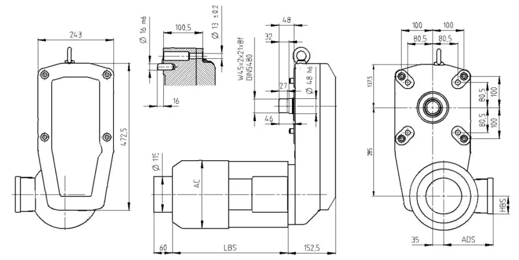 GHX63 Crane Gearbox Reducer for wire rope lifting drive with Variable frequency motor