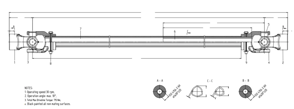 Tracker PTO Drive Shaft for Solar Energy System Rotating Solar Panels